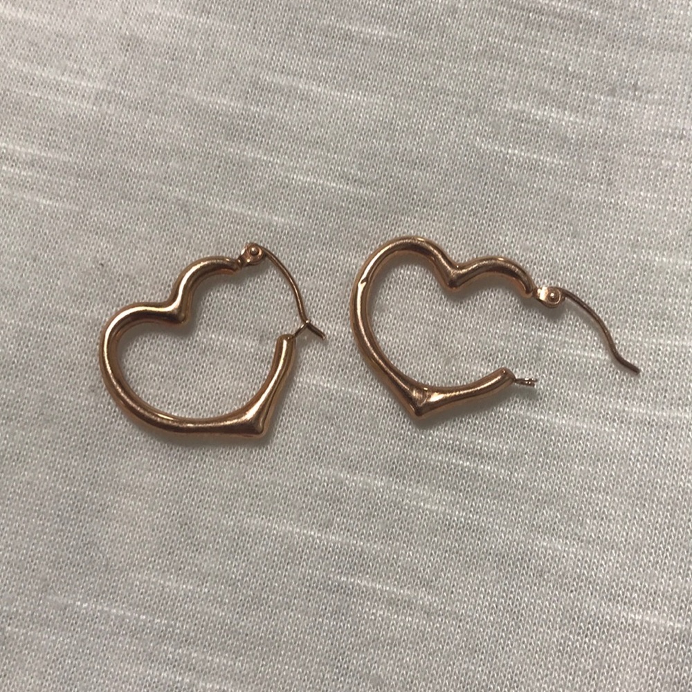 Rose gold heart hoop earrings